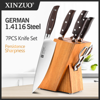 XINZUO profesjonalne pełne 7 sztuk zestaw noży niemiecki 1.4116 noże kuchenne ze stali nierdzewnej zestawy najlepsze kuchnia krojenie Santoku narzędzia 1